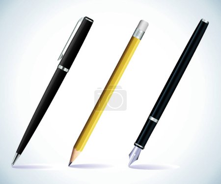 Illustration for Pencil and pens, colorful vector illustration - Royalty Free Image