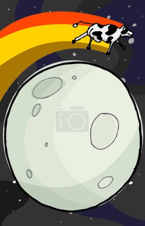 Illustration for Cow Jumps the Moon vector illustration - Royalty Free Image