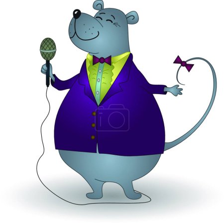 Illustration for Rat singer  vector illustration - Royalty Free Image