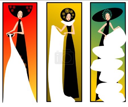 Ilustración de Tres damas ilustración vector moderno - Imagen libre de derechos