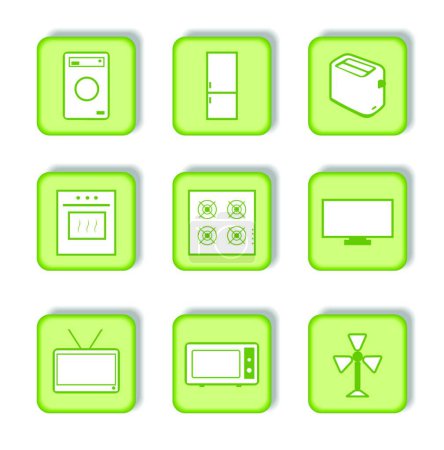 Téléchargez les illustrations : Autocollant vert avec icône 9, illustration vectorielle simple - en licence libre de droit