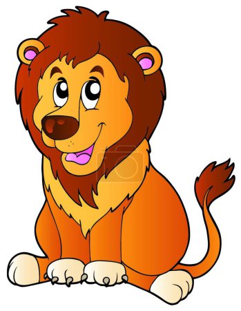 Téléchargez les illustrations : Illustration vectorielle lion assis dessin animé - en licence libre de droit