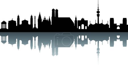 Téléchargez les illustrations : Munich Skyline illustration vectorielle abstraite - en licence libre de droit