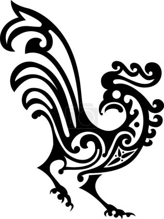 Ilustración de Gallo ornamental, ilustración vectorial colorido - Imagen libre de derechos