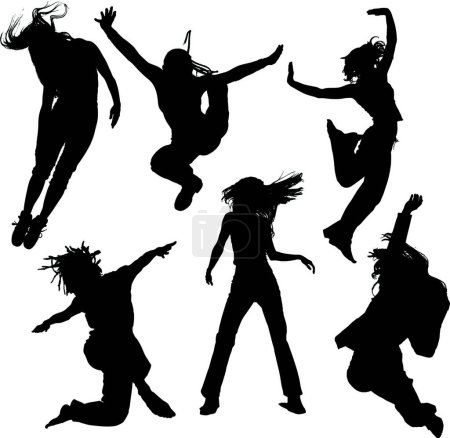 Illustration for Dancing people silhouettes, graphic vector illustration - Royalty Free Image