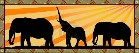 Téléchargez les illustrations : Illustration vectorielle moderne des éléphants - en licence libre de droit