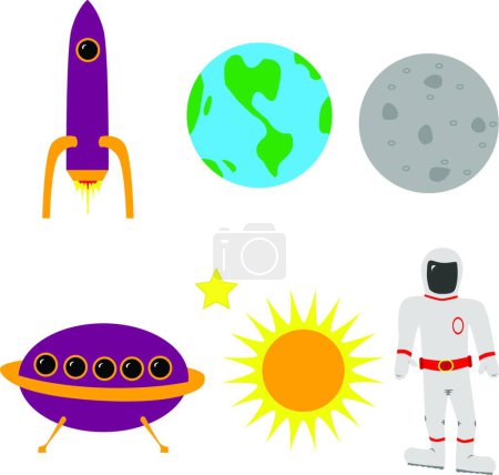 Illustration for Space elements set vector illustration - Royalty Free Image