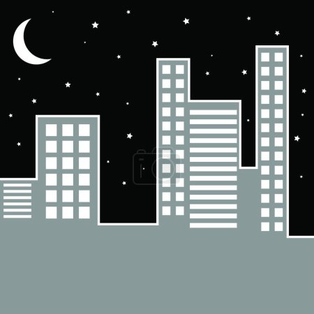 Ilustración de Paisaje urbano por ilustración vectorial nocturna - Imagen libre de derechos