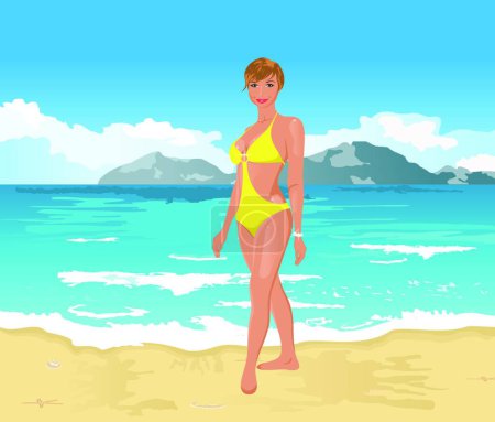 Illustration for Pretty girl on summer background - Royalty Free Image