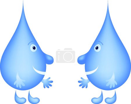 Illustration for Water drops friends, colorful vector illustration - Royalty Free Image