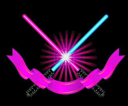 Illustration for Crossed light sabers, graphic vector illustration - Royalty Free Image