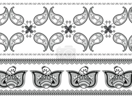 Illustration for Henna Borders, graphic vector illustration - Royalty Free Image