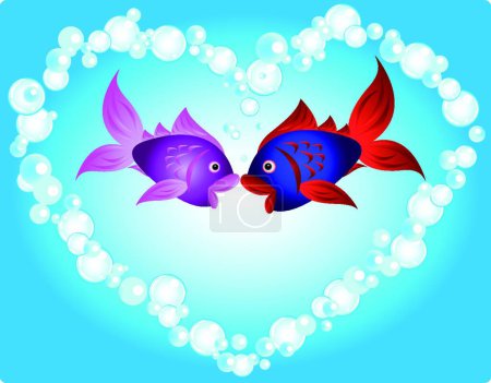 Ilustración de Amor de los peces, ilustración vectorial gráfica - Imagen libre de derechos
