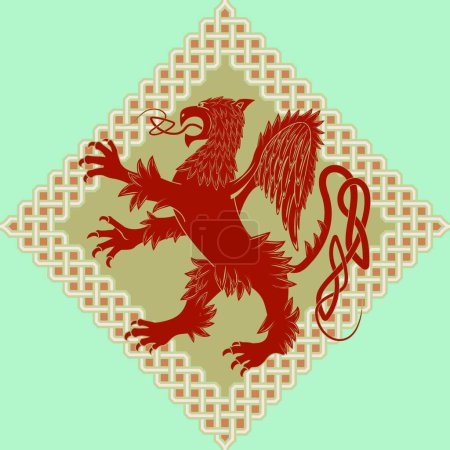 Téléchargez les illustrations : Symbole héraldique médiéval, illustration vectorielle colorée - en licence libre de droit