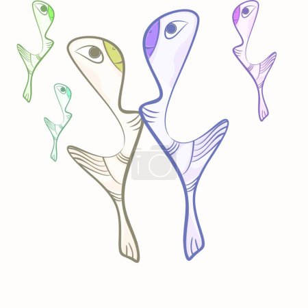 Téléchargez les illustrations : "oiseau de famille "illustration vectorielle colorée - en licence libre de droit