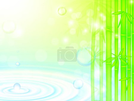 Ilustración de "agua sobre el bambú "colorido vector ilustración - Imagen libre de derechos
