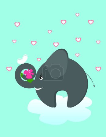 Illustration for "elefant and butterfly" colorful vector illustration - Royalty Free Image