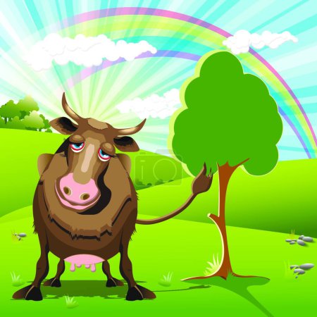Illustration for Cow colorful vector illustration - Royalty Free Image