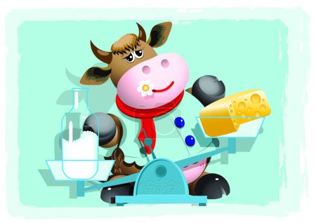 Téléchargez les illustrations : "lait et fromage "illustration vectorielle colorée - en licence libre de droit