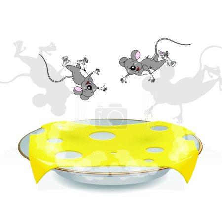 Illustration for "mouse and cheese" colorful vector illustration - Royalty Free Image