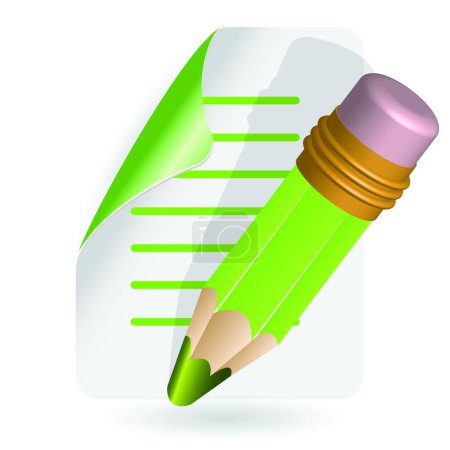 Téléchargez les illustrations : Illustration vectorielle crayon et icône de document - en licence libre de droit