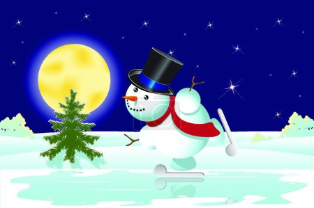 Téléchargez les illustrations : Illustration vectorielle colorée bonhomme de neige - en licence libre de droit