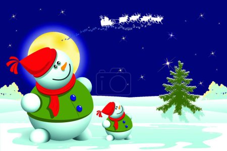 Illustration for Snowman colorful vector illustration - Royalty Free Image