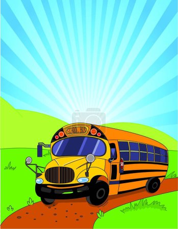 Téléchargez les illustrations : Illustration vectorielle de fond d'autobus scolaire - en licence libre de droit