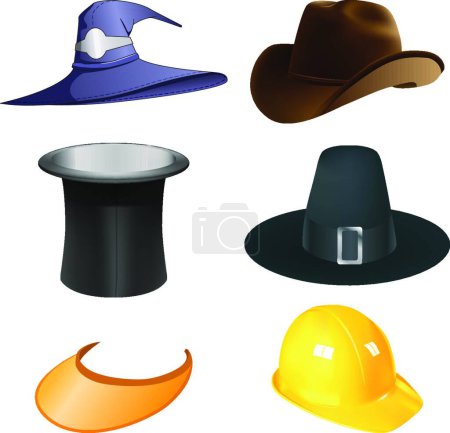 Téléchargez les illustrations : Illustration de l'ensemble des chapeaux - en licence libre de droit