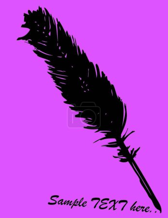 Téléchargez les illustrations : Black feather, graphic vector illustration - en licence libre de droit