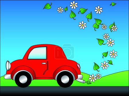 Téléchargez les illustrations : Eco voiture, illustration vectorielle graphique - en licence libre de droit