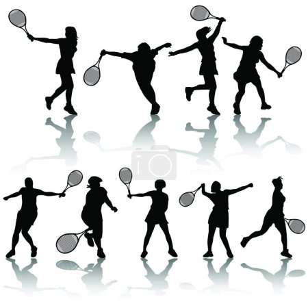 Illustration for Tennis players, graphic vector illustration - Royalty Free Image