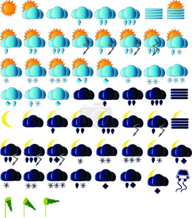 Ilustración de Colección de iconos meteorológicos, ilustración de vectores coloridos - Imagen libre de derechos