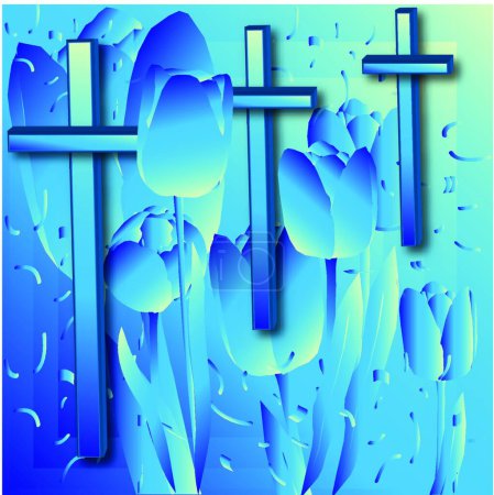 Ilustración de Cruces y tulipanes, ilustración vectorial gráfica - Imagen libre de derechos