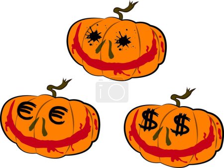 Téléchargez les illustrations : "Illustration vectorielle citrouilles Halloween
" - en licence libre de droit