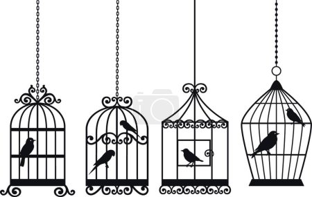 Illustration for Decorative birdcages, graphic vector illustration - Royalty Free Image