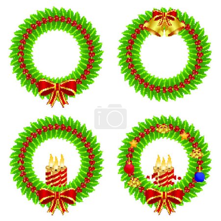 Illustration for Holly wreath, graphic vector illustration - Royalty Free Image
