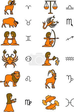 Téléchargez les illustrations : "signes du zodiaque "illustration vectorielle - en licence libre de droit