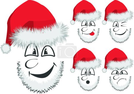 Illustration for Fun Santa's faces, graphic vector illustration - Royalty Free Image