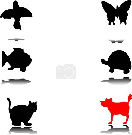 Téléchargez les illustrations : Silhouettes d'animaux, illustration vectorielle graphique - en licence libre de droit