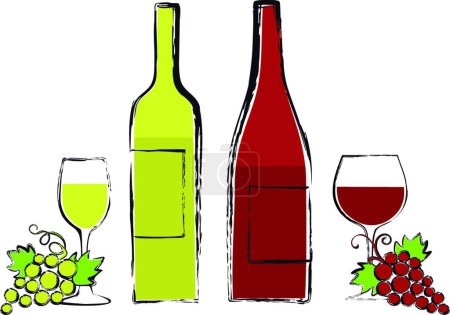 Illustration for Red and white wine , graphic vector illustration - Royalty Free Image