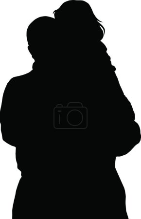 Illustration for Silhouette men with girl on hands, graphic vector illustration - Royalty Free Image
