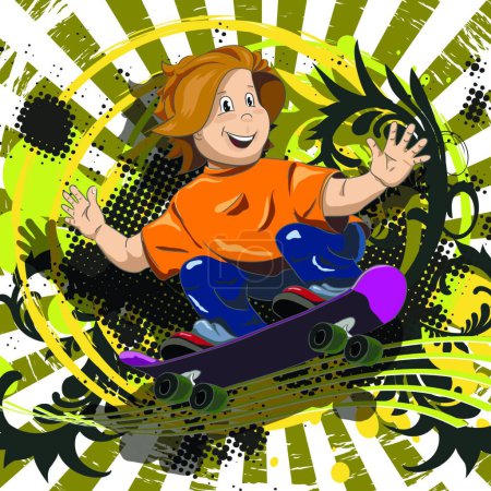 Illustration for Boy on a skateboard, graphic vector illustration - Royalty Free Image