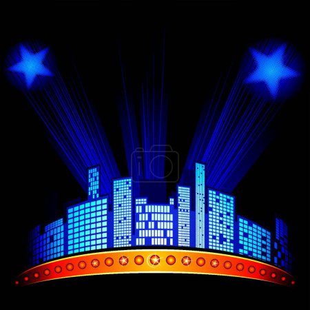Illustration for Night cityscape, graphic vector illustration - Royalty Free Image