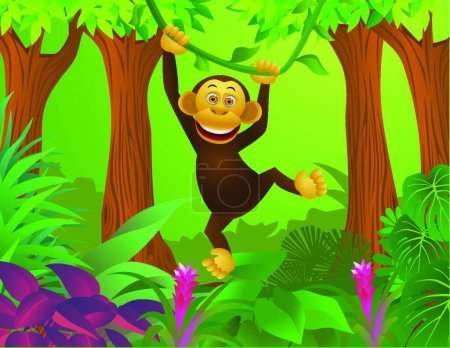 Ilustración de Chimpancé ilustración vector de dibujos animados - Imagen libre de derechos