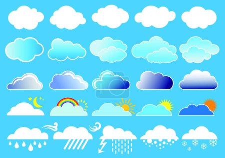 Illustration for Clouds and weather symbols, simple vector illustration - Royalty Free Image