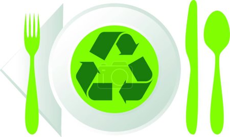 Ilustración de Placa con símbolo de reciclaje, ilustración de vector simple - Imagen libre de derechos