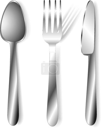 Téléchargez les illustrations : Cuillère, fourchette et couteau illustration vectorielle - en licence libre de droit