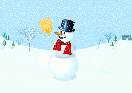Téléchargez les illustrations : Illustration vectorielle moderne bonhomme de neige - en licence libre de droit