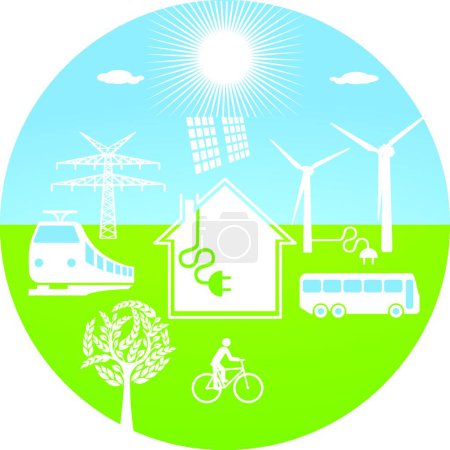 Téléchargez les illustrations : Énergie écologique, illustration vectorielle graphique - en licence libre de droit